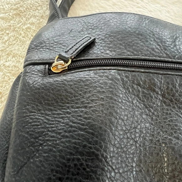 Stone Mountain Blk Leather Triple Zippered Compartments shoulder hobo - Picture 11 of 16